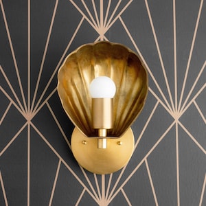 Art Deco - Scallop Shade - Wall Light - Deco Sconce - Sea Shell Light - Deco Brass Light - Brass Sconces - Raw Brass - Model No. 8270