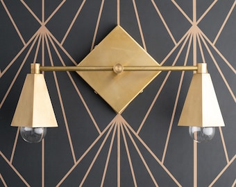 Brass Vanity Light - Geometric Light - Art Deco Lighting - Modern Lighting - Modern Vanity - Bathroom Vanity - Model No. 4237