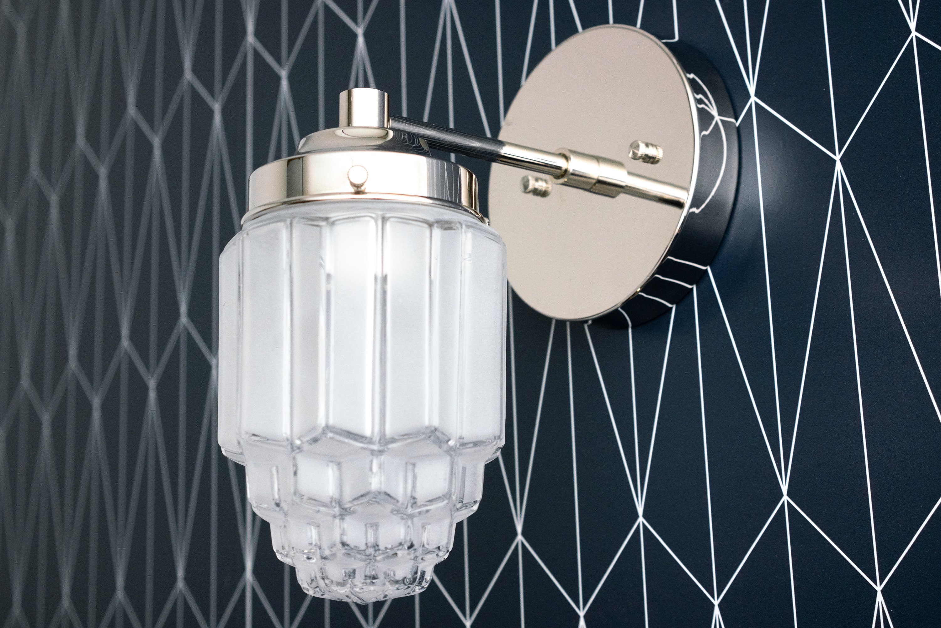 Wall Light Fixture Art Deco Sconce Skyscraper Shade 1920s Glam