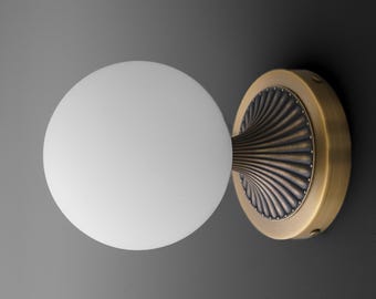 Sconce Light-Brass Wall Sconce-Glass Globe Light-Vintage Wall Lamp - Model No. 5363