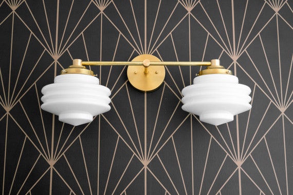 Art Deco Mirror Light Brass Vanity Light Art Deco Bathroom Modern