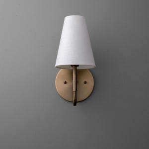 Sconce Light-Brass Wall Sconce-Linen Shade Lamp-Classic Wall Light - Model No. 1699 image 2