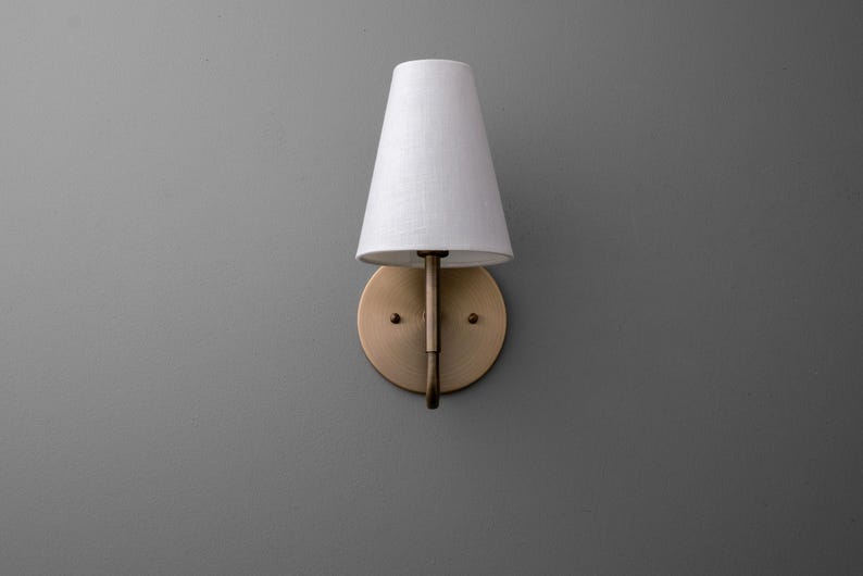 Sconce Light-Brass Wall Sconce-Linen Shade Lamp-Classic Wall Light - Model No. 1699 image 2