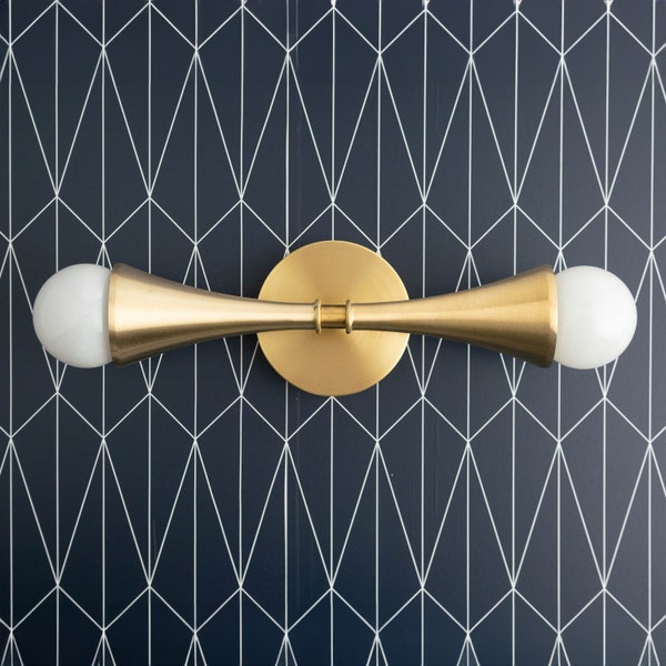 Vanity Light - Trumpet Shade - Brass Bathroom Light - Brass Vanity Light - Raw Brass - Retro Style - Art Deco Lighting - Model No. 7237
