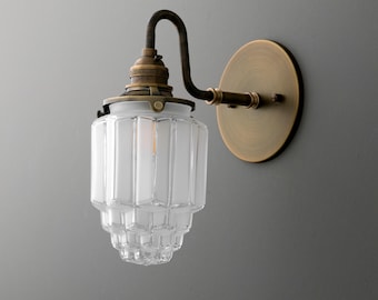 Sconce Light - Wall Sconce - Brass Sconce - Glass Sconce - Model No. 1137