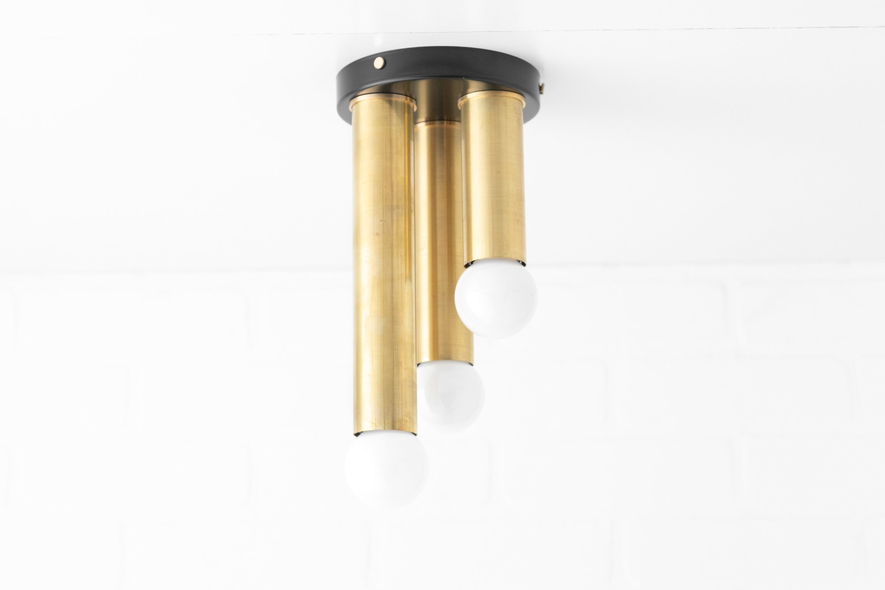 Three Column Brass Tube Light Unfinished Brass Light Etsy