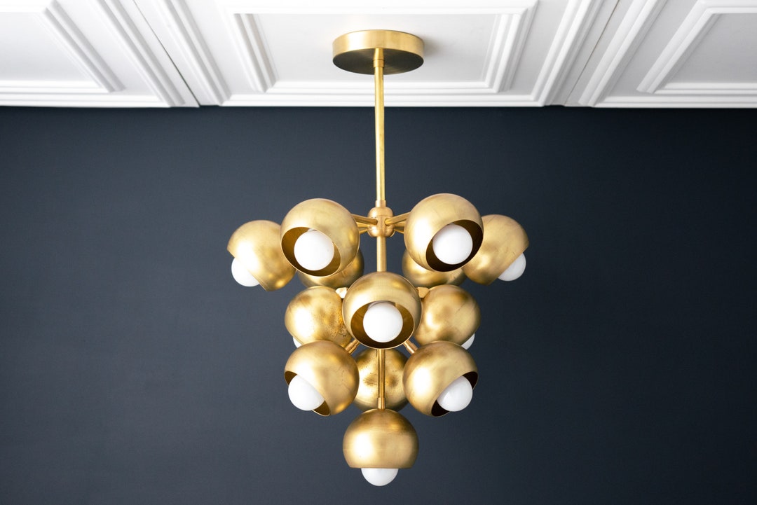 13 Brass Dome Chandelier Modern Chandelier Cluster Chandelier Hanging
