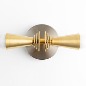 Vanity Light - Modern Art Deco - Wall Sconce - Bathroom Lights - Brass Black Vanity - Steampunk Lamp - Mid Century Sconce - Model No. 9830 image 4