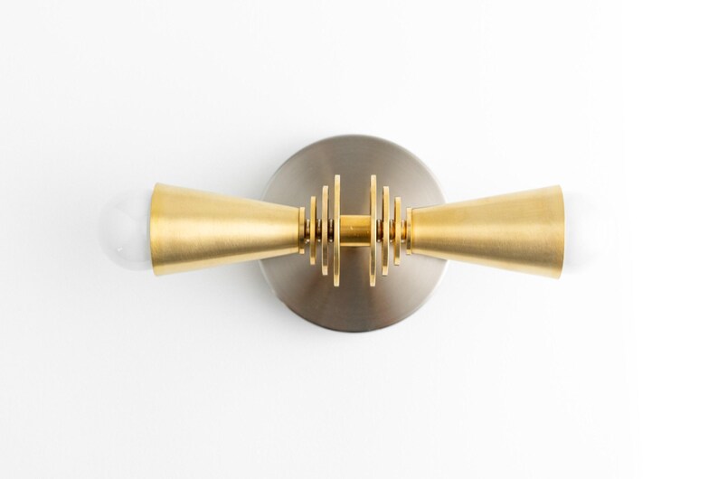 Vanity Light - Modern Art Deco - Wall Sconce - Bathroom Lights - Brass Black Vanity - Steampunk Lamp - Mid Century Sconce - Model No. 9830 image 4
