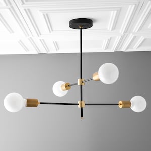 Globe Chandelier - Mobile Light - Contemporary Lights - Dining Room Light - Orb Chandelier - Black Brass - Foyer Chandelier - Model No. 5598