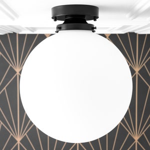 Frosted Glass Light - 12 Inch Globe - Art Deco Lighting - Flush Mount light - Large Pendant Light - Model No. 6058