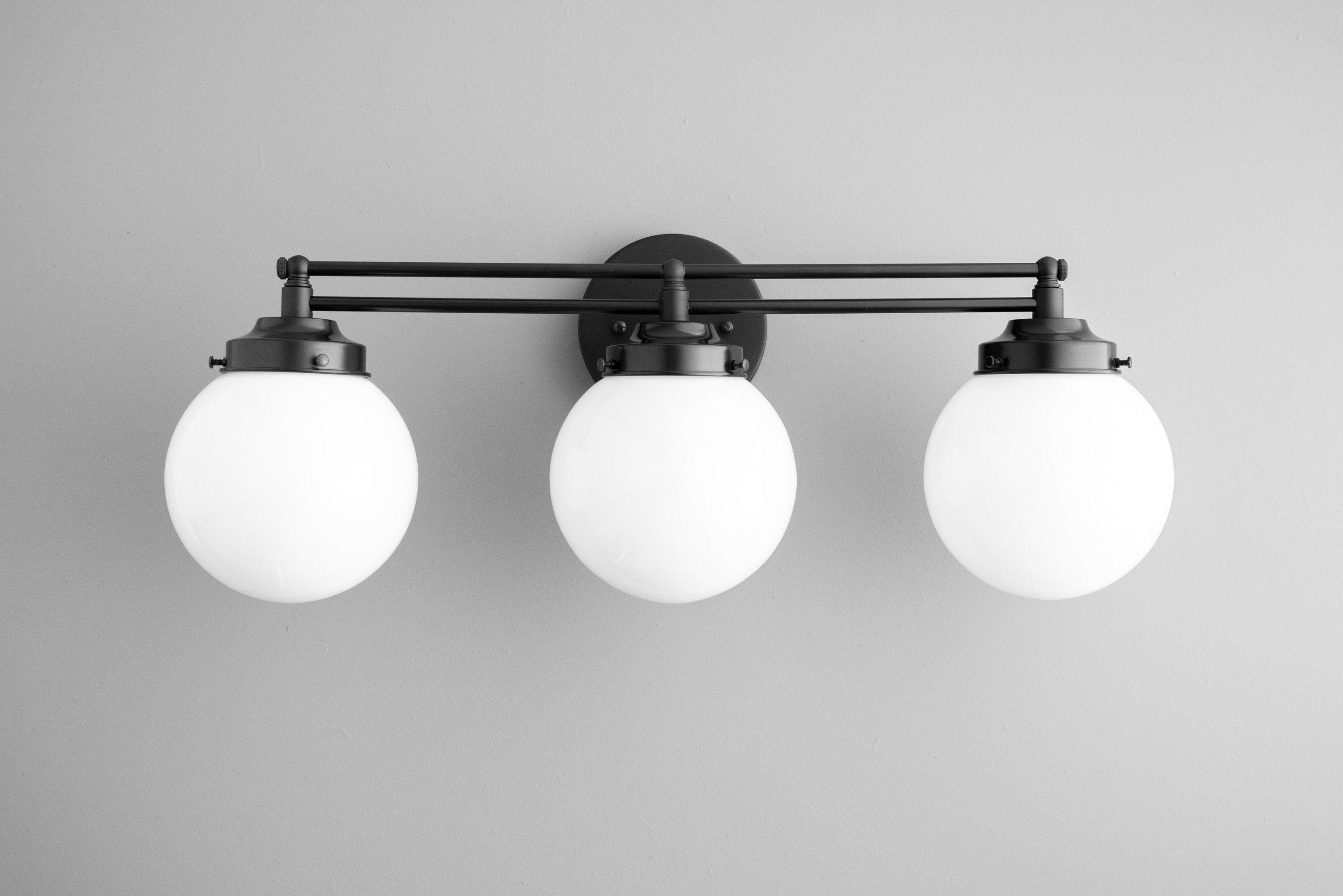 Vanity Globe Light - Bathroom Fixture - White Globes - Bathroom Wall ...