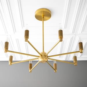 8 Spoke Chandelier - Light Fixture - Modern Lighting - Brass Chandelier - Mid Century - MCM - Sputnik Chandelier - Model No. 1240