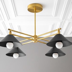 Gold Chandelier - Modern Light Fixture - Square Chandelier - Contemporary Light - Pendant Chandelier - Golden Brass - Model No. 9344