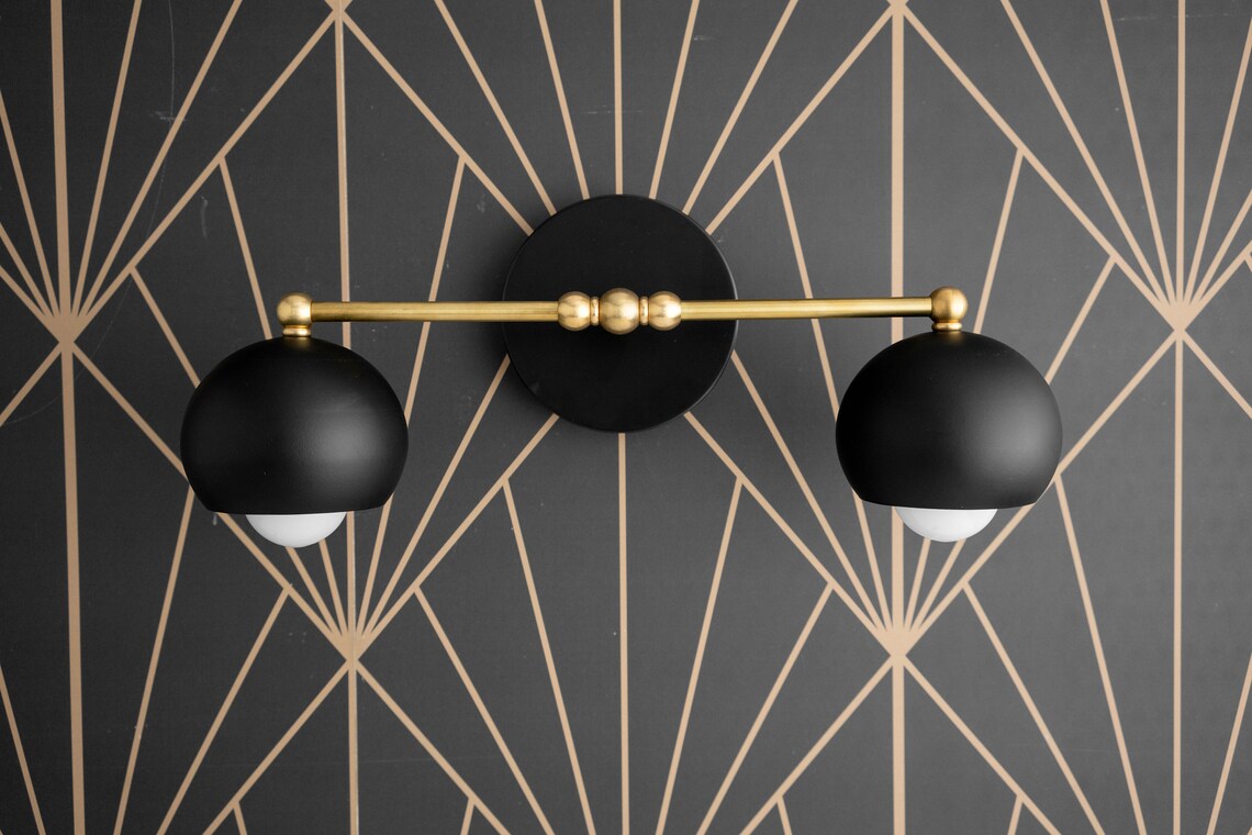 Bathroom Light Geometric Vanity Fixture Orb Mirror Etsy