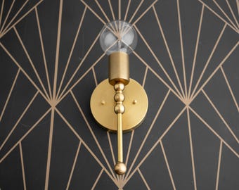 Art Deco Wall Light - Gold Sconce - Geometric - Wall Sconce - Deco Lighting - Brass Fixture - Modern Wall Lights - Model No. 4014