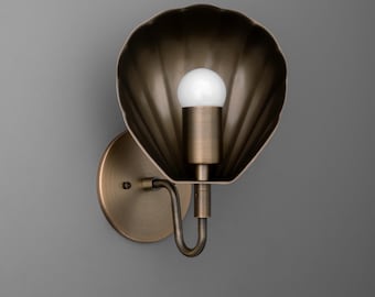 Sconce Light-Scallop Wall Sconce-Brass Wall Lamp-Shell Shaped Light - Model No. 1086