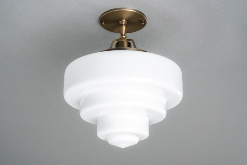 Tiered Glass Light - Solid Brass Light Fixture - Art Deco Decor - Unique Ceiling Light - Model No. 5311 image 4