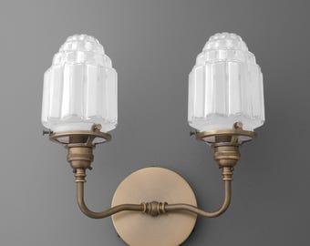 Vanity Lights Light-Double Wall Sconce-Brass Wall Lamp-Art Deco Sconce - Model No. 7646