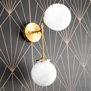 Frosted Globe Vanity Sconce - Bathroom Wall Sconce - Vanity Sconce - Soft Brass Light - Deco Lighting - Modern Lighting - Model No. 1022