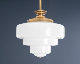 Decorative Lighting - Wedding Cake Shade - Made in USA - Downrod Pendant - Art Deco Lighting - Model No. 1520