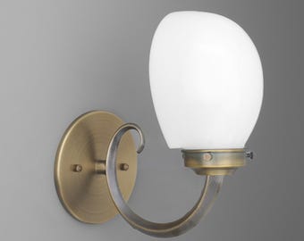 Sconce Light-Wall Sconce Light-Antique Brass Lamp-Glass Shade Sconce - Model No. 5539