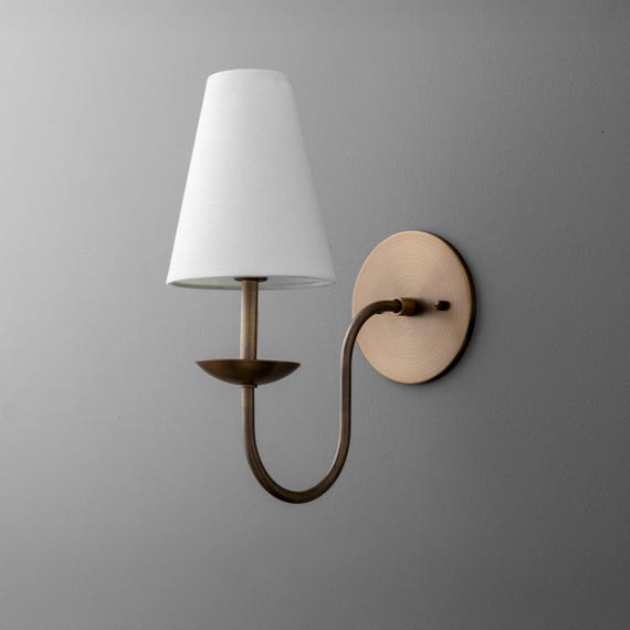Sconce Light-Brass Wall Sconce-Linen Shade Lamp-Classic Sconce - Model No. 9867