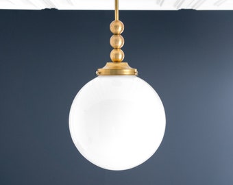 10in Opal Glass Globe - Globe Lighting - Glass Pendant Light - Lighting - Downrod Pendant - Model No. 5094