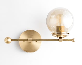 Wall Sconce - Smoked Globe Sconce - Counter Balance - Wall Lighting - Unique Lighting - Modern Wall Light - Model No. 4353