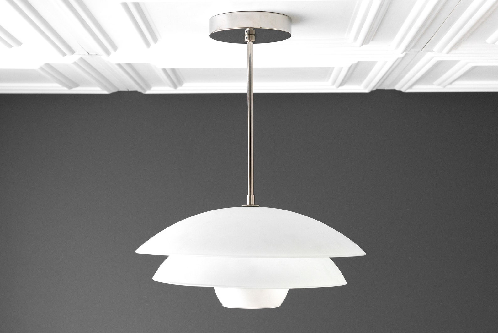 Frosted Glass Glass Pendant Light Art Deco Light Hanging Etsy