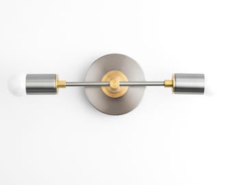 Chrome Vanity - Satin Nickel Vanity - Mixed Metal - Bathroom Sconce - Bathroom Lights - Wall Sconce Chrome - Model No. 8057