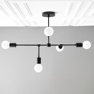 5 Bulb Chandelier - Hanging Lamp - Black Chandelier - Large Bulb Light - Modern Lighting - Light Fixture - Model No. 1041