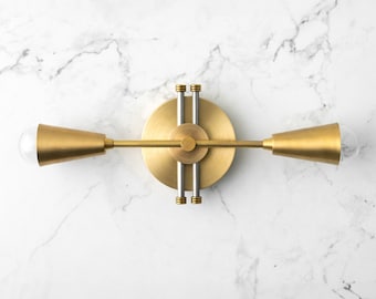 Brass Cone Vanity - Bathroom Lighting - Vanity Light Fixture - Unfinished Brass - Wall Lighting - Model No. 2986