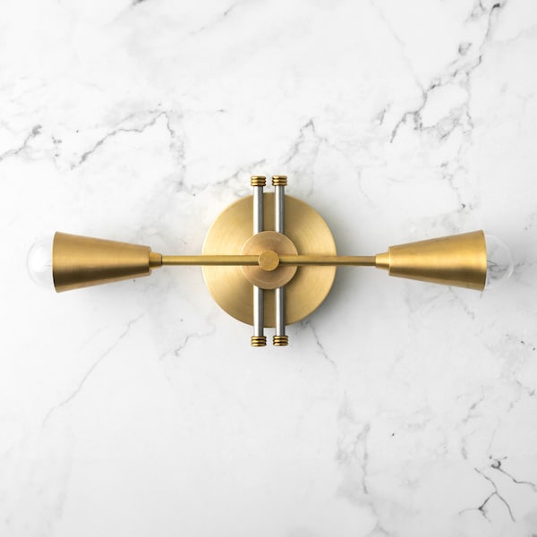 Brass Cone Vanity - Bathroom Lighting - Vanity Light Fixture - Unfinished Brass - Wall Lighting - Model No. 2986