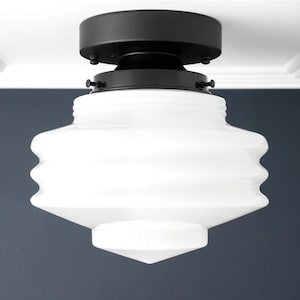 Art Deco - Ceiling Light - Flush Mount Light - Indoor Lighting - Decorative Ribbed Shade Light - Globe Ceiling Light - Model No. 2092