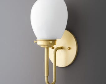 Sconce Light-Brass Wall Sconce-Opal Glass Sconce-Modern Wall Lamp - Model No. 8492