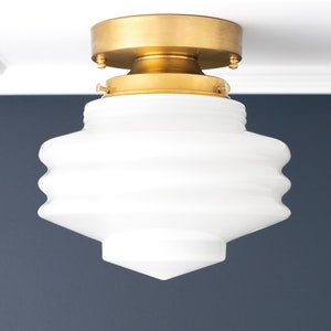 Art Deco - Ceiling Light - Flush Mount Light - Decorative Ribbed Shade Light - Globe Ceiling Light - Model No. 2092