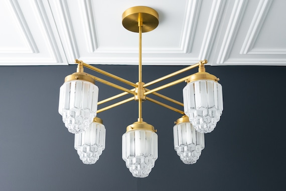 Art deco brass chandelier deals