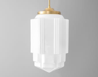 Large Skyscraper Shade - Art Deco Lighting - Made in USA - High Ceiling Light - Pendant Light - Model No. 9652