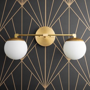 Modern Deco Light - Vanity Lighting - Wall Light Fixture - Art Deco Light - Satin Glass Neckless Globe Light Fixture - Model No. 7464