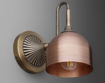 Sconce Light-Copper Wall Sconce-Antique Brass Lamp-Industrial Sconce - Model No. 3046
