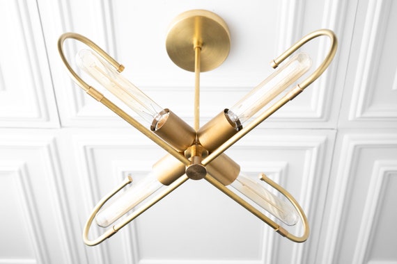 Brass on sale tube chandelier