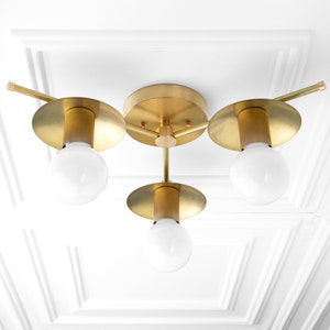 3 Bulb Ceiling Light - Decorative Lighting - Unfinished Brass - Semi Flush Light - Model No. 2292