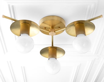 3 Bulb Ceiling Light - Decorative Lighting - Unfinished Brass - Semi Flush Light - Model No. 2292