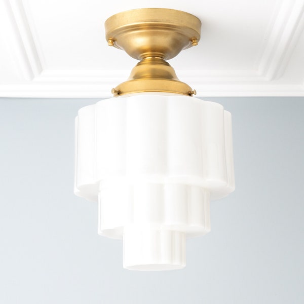 Three Tier Globe Light - Flush Mount Light - Unique Ceiling Light - Art Deco Interior - Retro Lighting - Model No. 6471