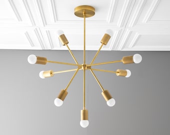 Sputnik Light - Brass Chandelier - Mid Century Lighting - Atomic Age - Dining Room Lights - Mid Century Fixture - Model No. 3200