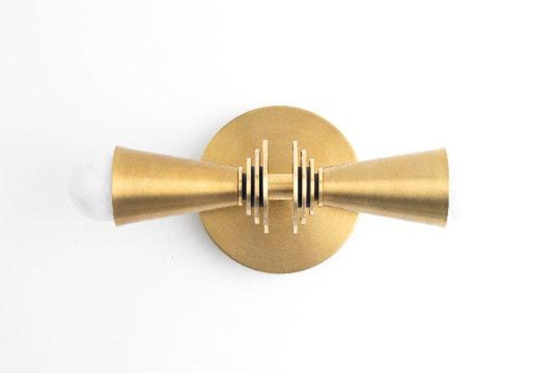 Vanity Light - Modern Art Deco - Wall Sconce - Bathroom Lights - Brass Black Vanity - Steampunk Lamp - Mid Century Sconce - Model No. 9830 image 2