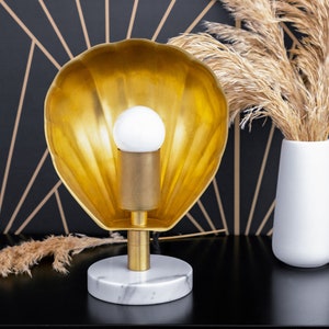 Shell Shade Light - Art Deco Table Lamp - Small Accent Lamp - Brass Table Lamp - Model No. 4896