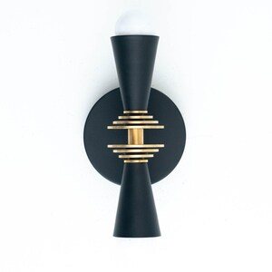 Vanity Light - Modern Art Deco - Wall Sconce - Bathroom Lights - Brass Black Vanity - Steampunk Lamp - Mid Century Sconce - Model No. 9830 image 7