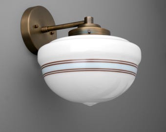 Sconce Light-Opal Glass Sconce-Bronze Wall Light-Schoolhouse Lamp - Model No. 1724